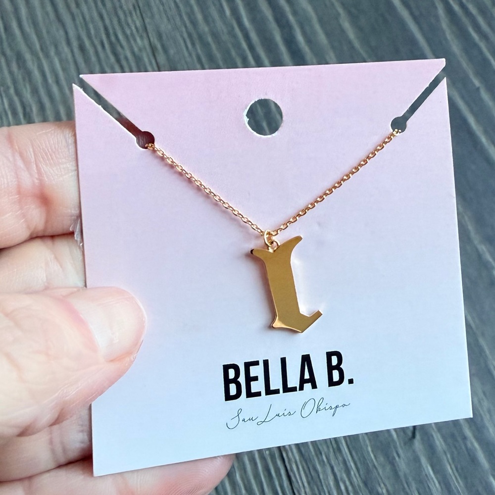 Gothic Style Gold Initial Charm Necklace 